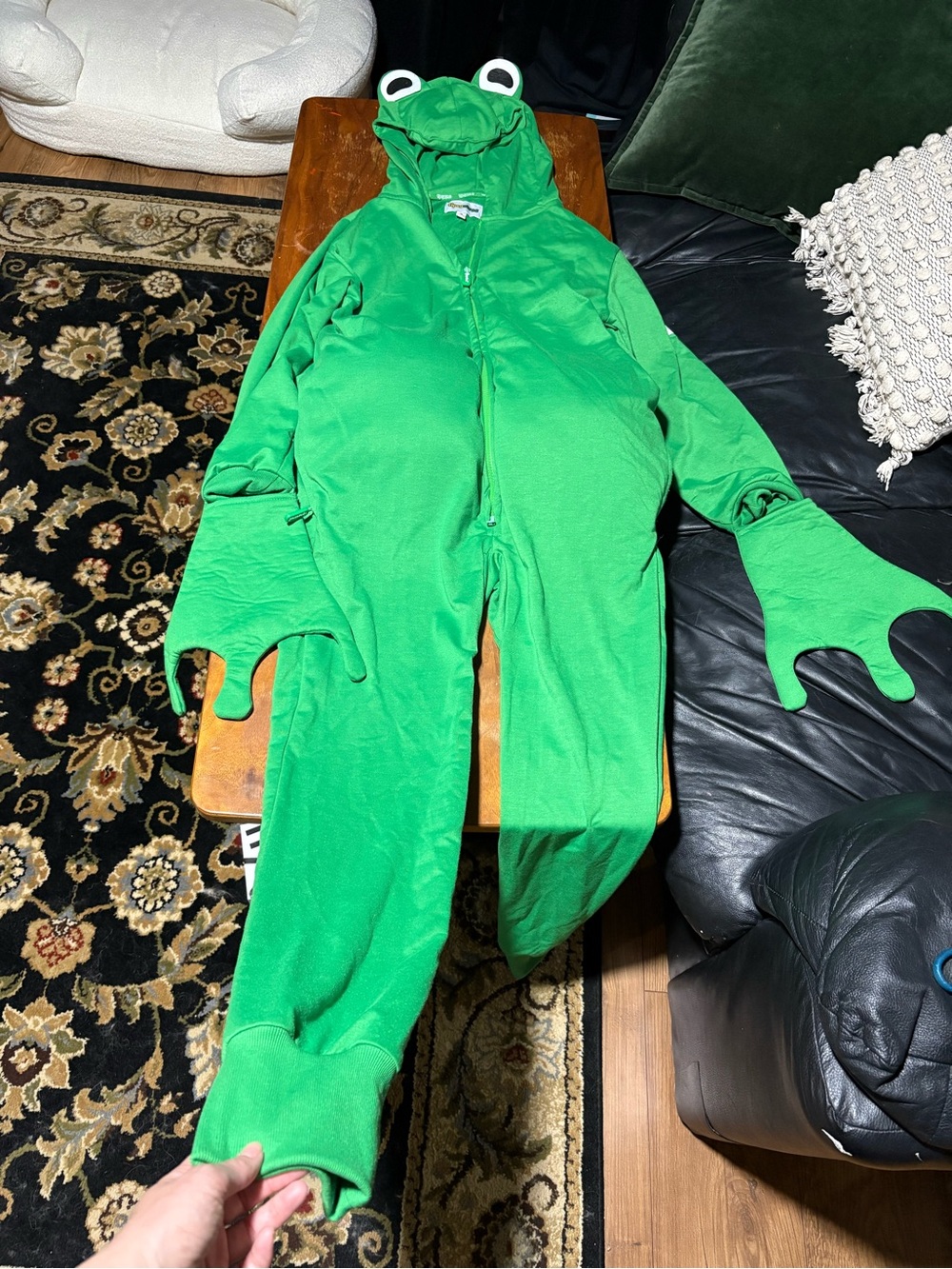 Tipsy Elves Frog Costume Adult Small Green Hooded Onesie Halloween